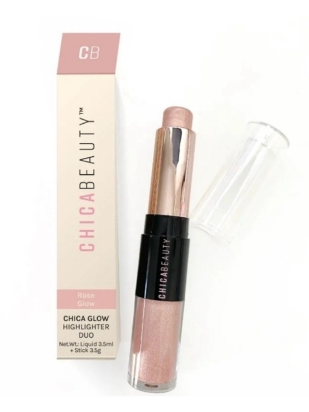3/25$ Chica Beauty Rose Glow Highlighter Duo NIB